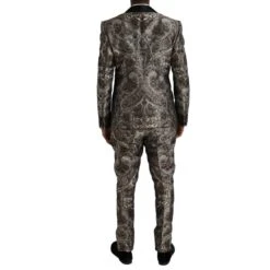 Dolce & Gabbana Brown Floral Jacquard Formal 3 Piece Men's Suit 10 Dolce & Gabbana Brown Floral Jacquard Formal 3 Piece Men's Suit -Lux Lair Store 4422039