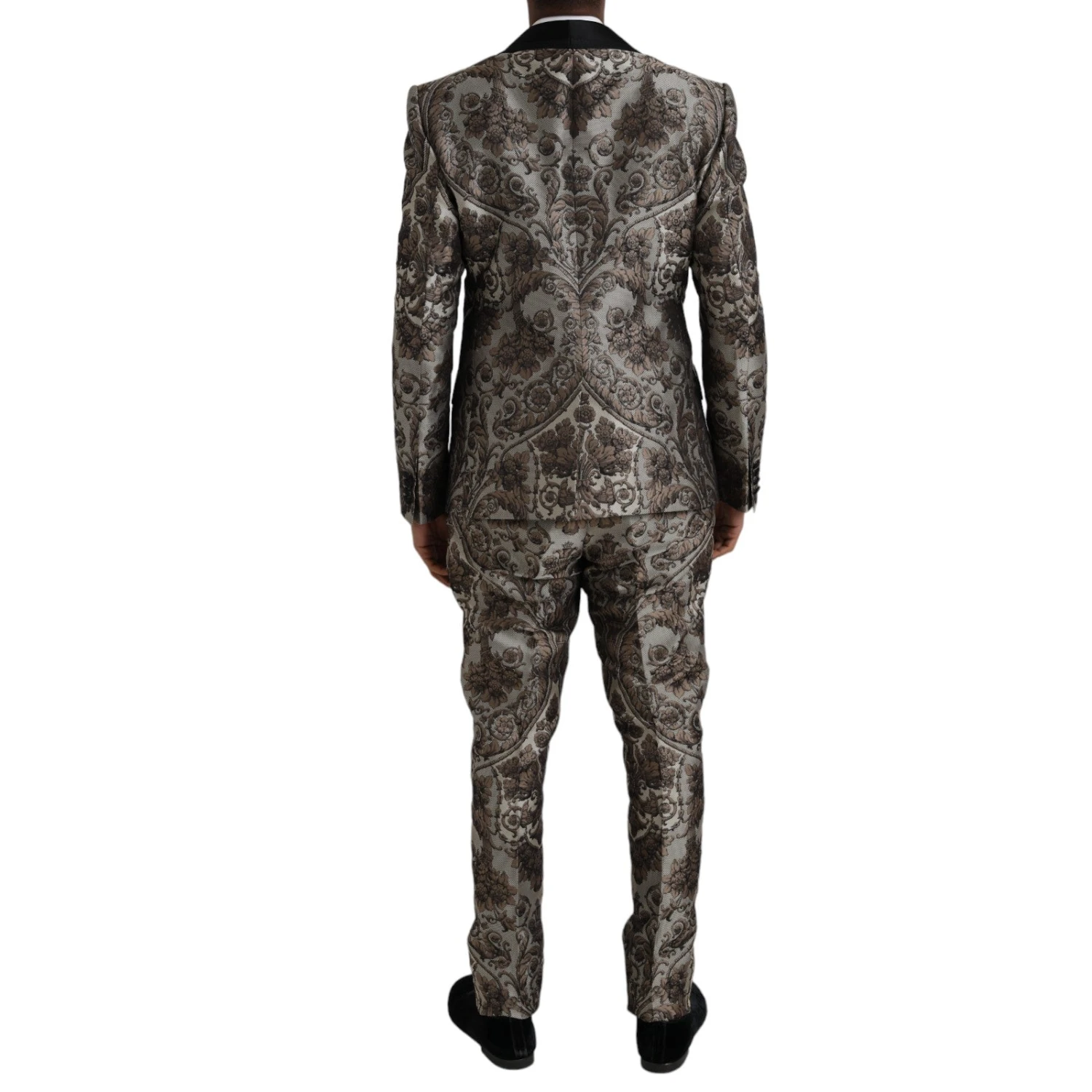 Dolce & Gabbana Brown Floral Jacquard Formal 3 Piece Men's Suit 5 Dolce & Gabbana Brown Floral Jacquard Formal 3 Piece Men's Suit - Image 3