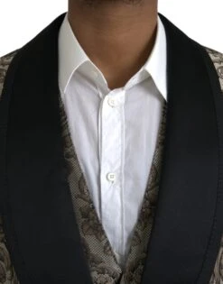 Dolce & Gabbana Brown Floral Jacquard Formal 3 Piece Men's Suit 11 Dolce & Gabbana Brown Floral Jacquard Formal 3 Piece Men's Suit -Lux Lair Store 4422040