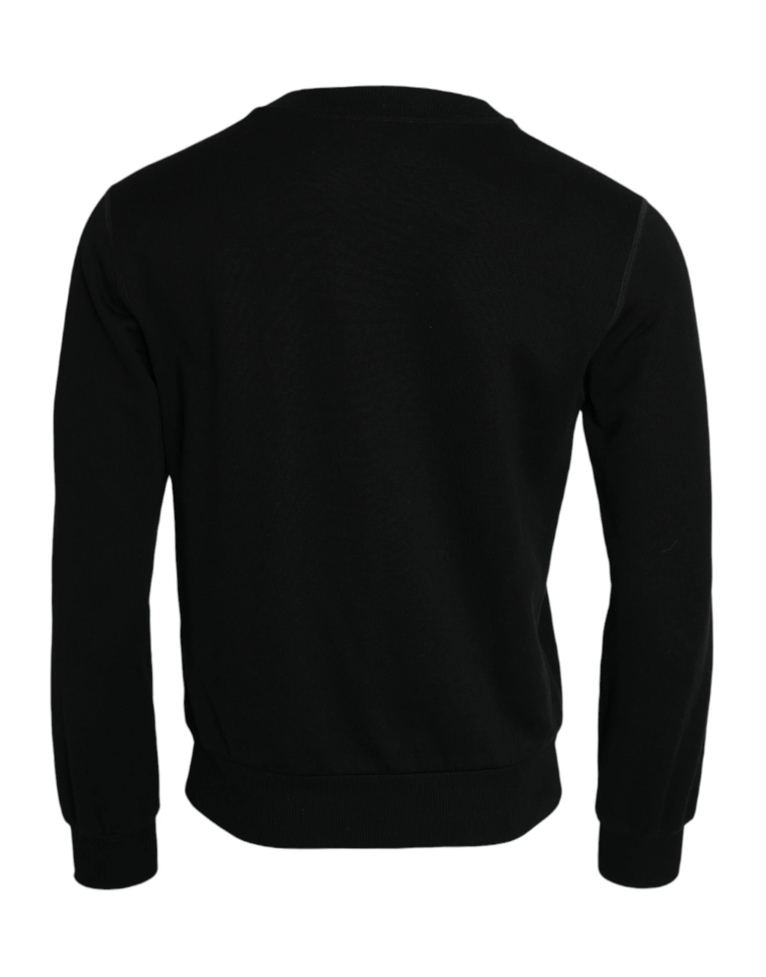 Dolce & Gabbana Black Cotton Long Sleeves Sweatshirt Men's Sweater 4 Dolce & Gabbana Black Cotton Long Sleeves Sweatshirt Men's Sweater - Image 2