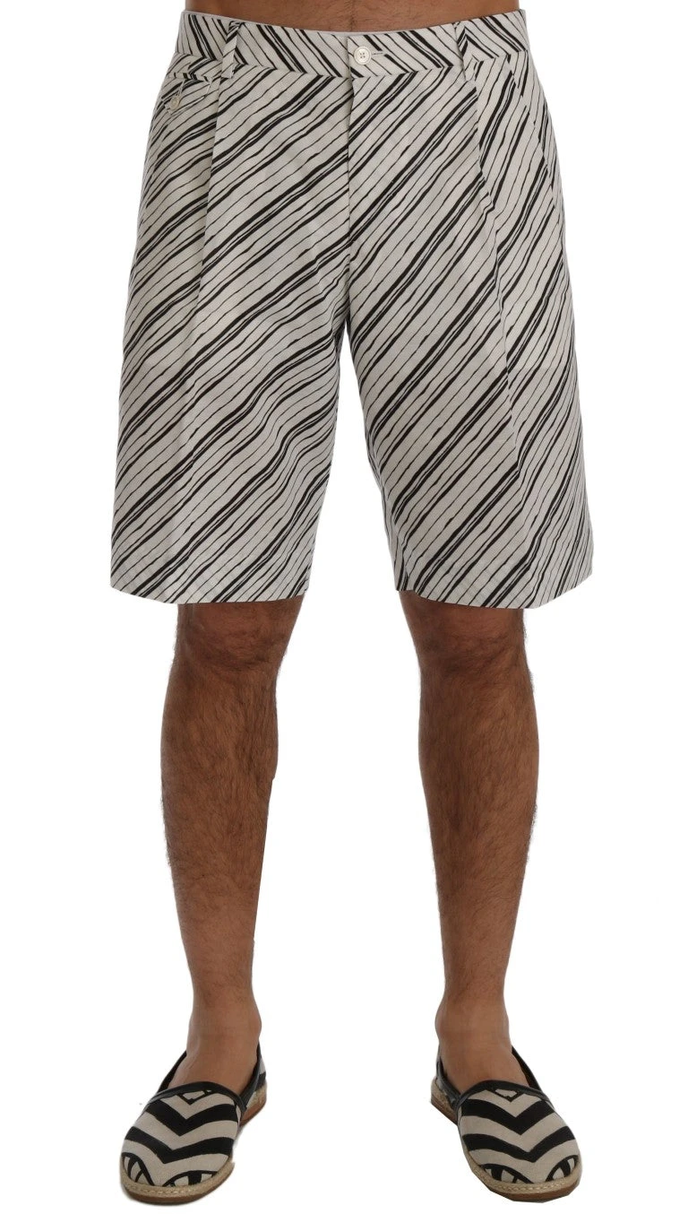 Dolce & Gabbana White Black Striped Casual Men's Shorts 3 Dolce & Gabbana White Black Striped Casual Men's Shorts