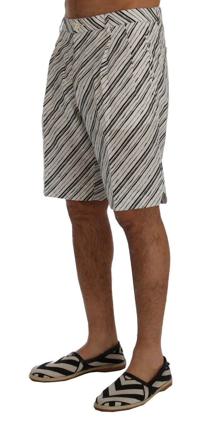 Dolce & Gabbana White Black Striped Casual Men's Shorts 4 Dolce & Gabbana White Black Striped Casual Men's Shorts - Image 2