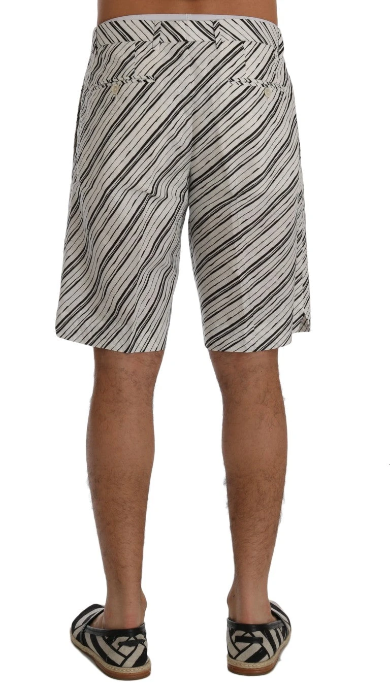 Dolce & Gabbana White Black Striped Casual Men's Shorts 5 Dolce & Gabbana White Black Striped Casual Men's Shorts - Image 3