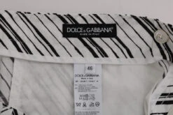 Dolce & Gabbana White Black Striped Casual Men's Shorts 13 Dolce & Gabbana White Black Striped Casual Men's Shorts -Lux Lair Store 443634