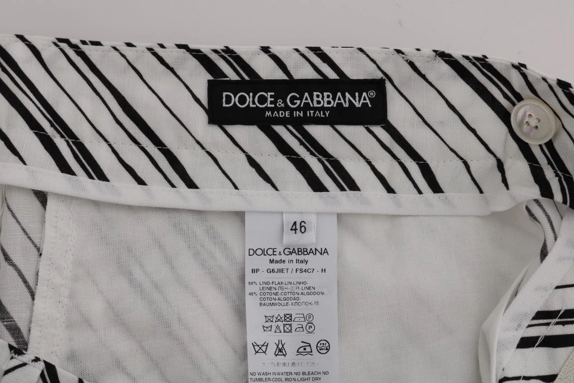 Dolce & Gabbana White Black Striped Casual Men's Shorts 8 Dolce & Gabbana White Black Striped Casual Men's Shorts - Image 6