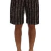 Dolce & Gabbana Bordeaux White Striped Hemp Casual Men's Shorts -Lux Lair Store 443672