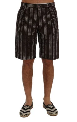 Dolce & Gabbana Bordeaux White Striped Hemp Casual Men's Shorts