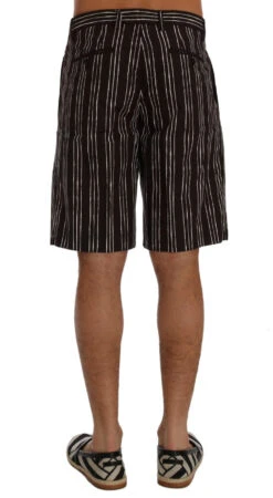 Dolce & Gabbana Bordeaux White Striped Hemp Casual Men's Shorts -Lux Lair Store 443674