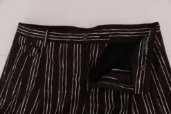 Dolce & Gabbana Bordeaux White Striped Hemp Casual Men's Shorts -Lux Lair Store 443675