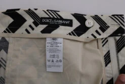 Dolce & Gabbana White Black Striped Cotton Linen Men's Shorts 13 Dolce & Gabbana White Black Striped Cotton Linen Men's Shorts -Lux Lair Store 443693