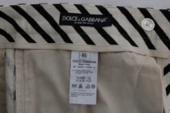 Dolce & Gabbana White Black Striped Hemp Casual Men's Shorts -Lux Lair Store 443707