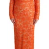 Dolce & Gabbana Orange Floral Ricamo Sheath Long Women's Dress
