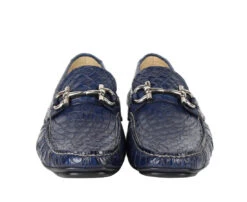 Salvatore Ferragamo Men's Parigi Dark Blue Crocodile Horsebit Loafers -Lux Lair Store 448951 parigi 7.5 20ee 3