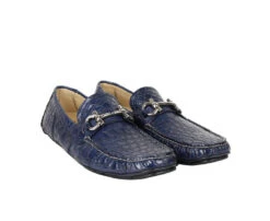 Salvatore Ferragamo Men's Parigi Dark Blue Crocodile Horsebit Loafers -Lux Lair Store 448951 parigi 7.5 20ee 4