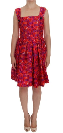 Dolce & Gabbana Pink Patterned A-line Above Knees Women's Dress