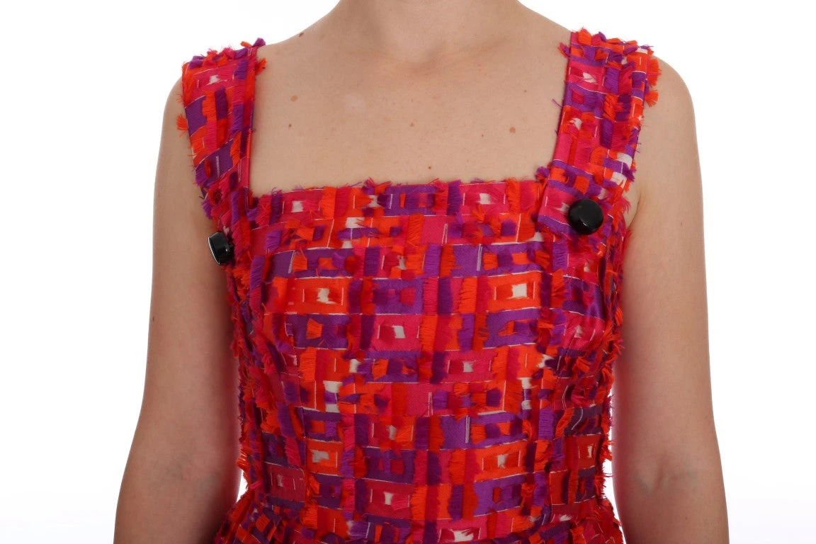 Dolce & Gabbana Pink Patterned A-line Above Knees Women's Dress 7 Dolce & Gabbana Pink Patterned A-line Above Knees Women's Dress - Image 5