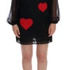 Dolce & Gabbana Black Lace Red Heart Shift Women's Dress -Lux Lair Store 451657