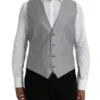 Dolce & Gabbana Light Gray Wool Formal Dress Waistcoat Men's Vest -Lux Lair Store 4536315