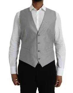 Dolce & Gabbana Light Gray Wool Formal Dress Waistcoat Men's Vest
