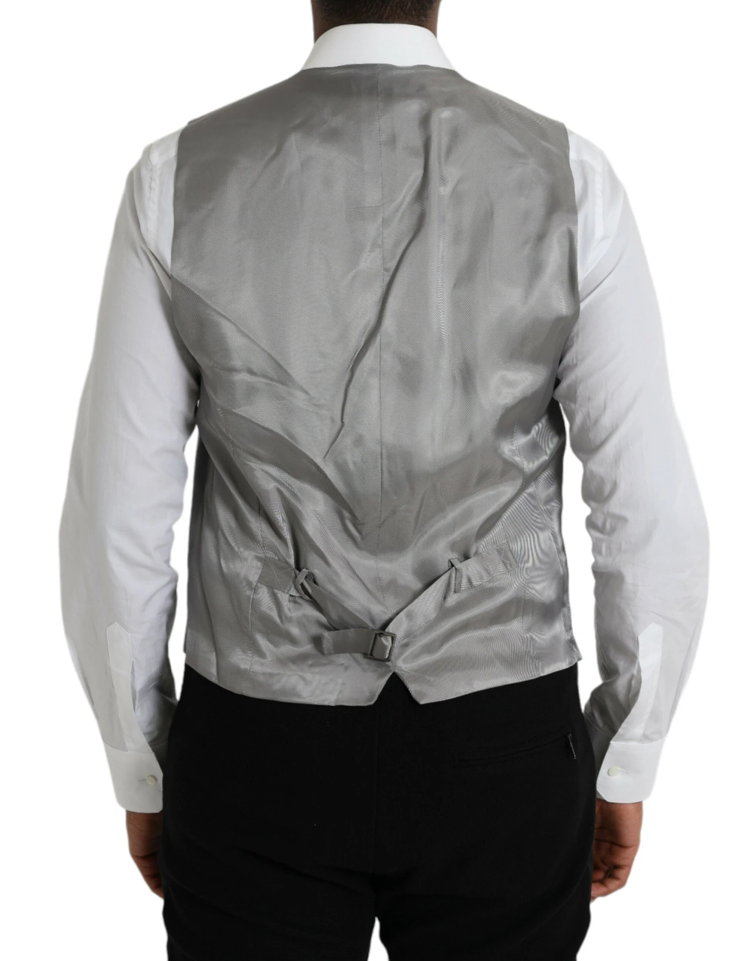 Dolce & Gabbana Light Gray Wool Formal Dress Waistcoat Men's Vest 5 Dolce & Gabbana Light Gray Wool Formal Dress Waistcoat Men's Vest - Image 3