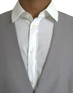 Dolce & Gabbana Light Gray Wool Formal Dress Waistcoat Men's Vest 12 Dolce & Gabbana Light Gray Wool Formal Dress Waistcoat Men's Vest -Lux Lair Store 4536319