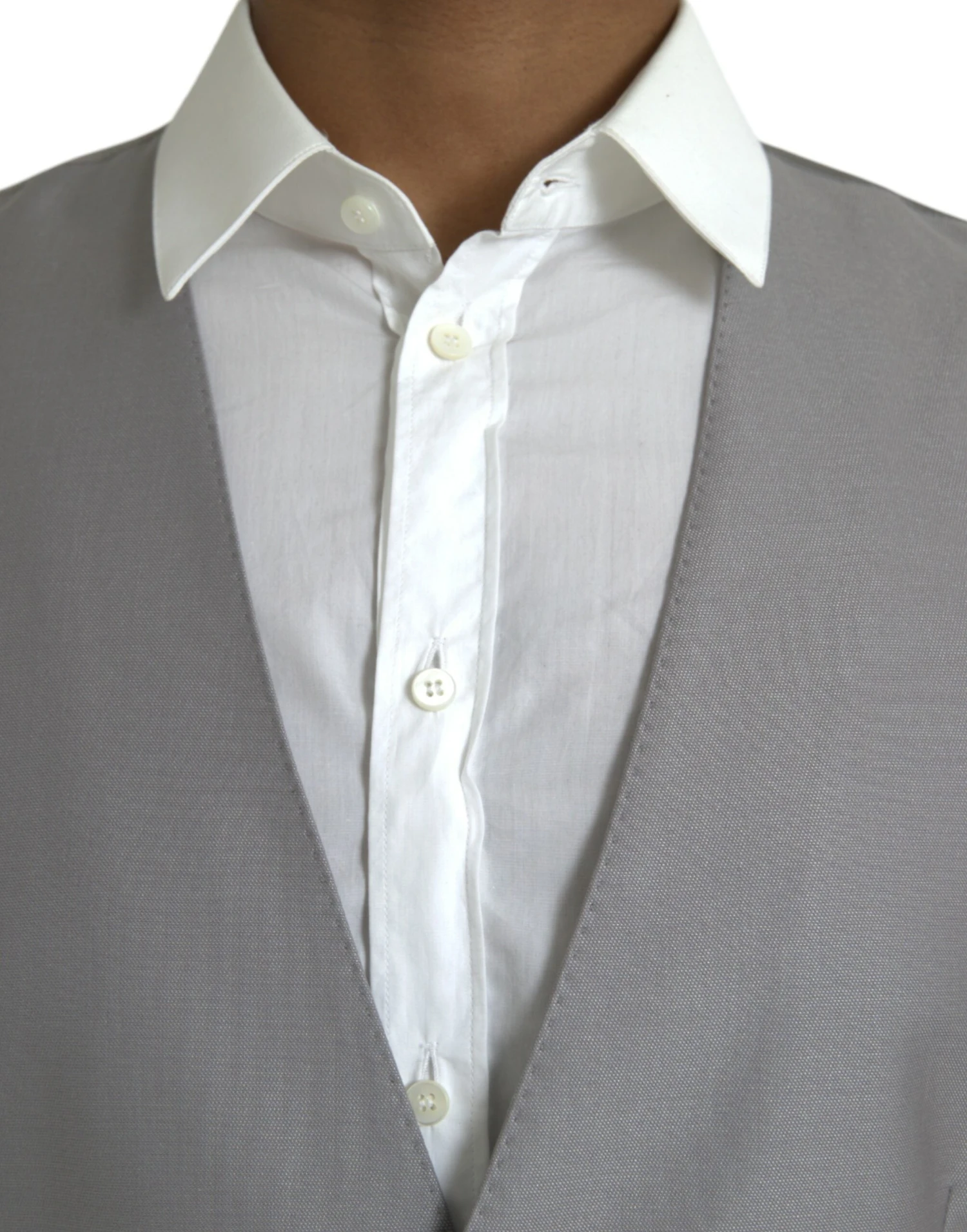 Dolce & Gabbana Light Gray Wool Formal Dress Waistcoat Men's Vest 7 Dolce & Gabbana Light Gray Wool Formal Dress Waistcoat Men's Vest - Image 5