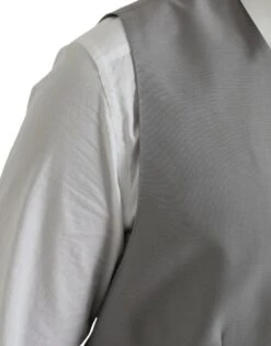 Dolce & Gabbana Light Gray Wool Formal Dress Waistcoat Men's Vest 13 Dolce & Gabbana Light Gray Wool Formal Dress Waistcoat Men's Vest -Lux Lair Store 4536320