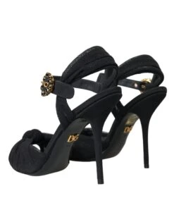 Dolce & Gabbana Black Suede Embellished Heels Sandals Women's Shoes 11 Dolce & Gabbana Black Suede Embellished Heels Sandals Women's Shoes -Lux Lair Store 4537133