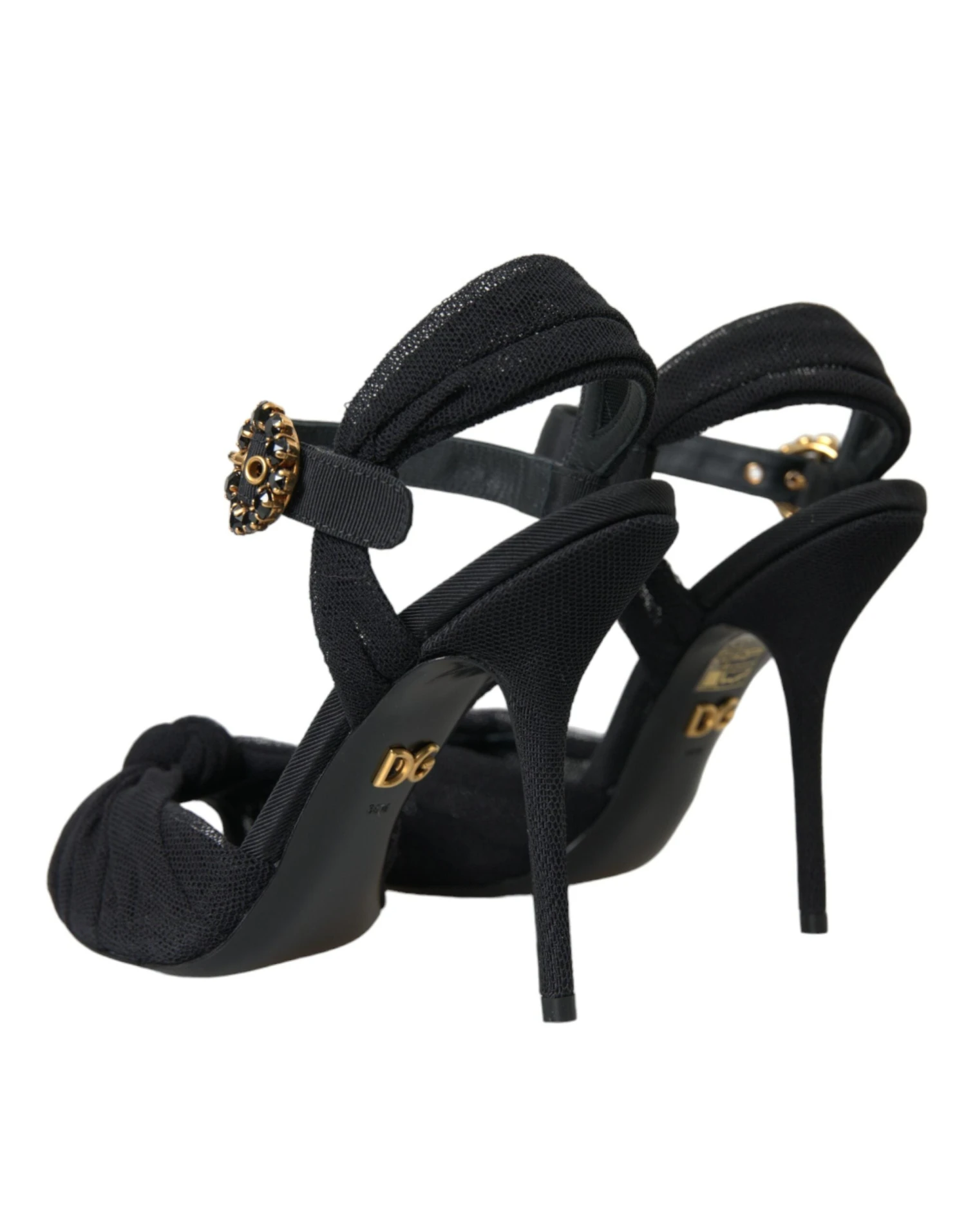 Dolce & Gabbana Black Suede Embellished Heels Sandals Women's Shoes 6 Dolce & Gabbana Black Suede Embellished Heels Sandals Women's Shoes - Image 4