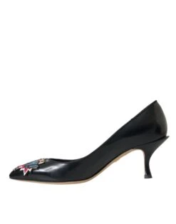 Dolce & Gabbana Black Leather BOOM Patch Heels Pumps Women's Shoes -Lux Lair Store 4538151