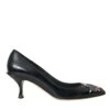 Dolce & Gabbana Black Leather BOOM Patch Heels Pumps Women's Shoes -Lux Lair Store 4538152