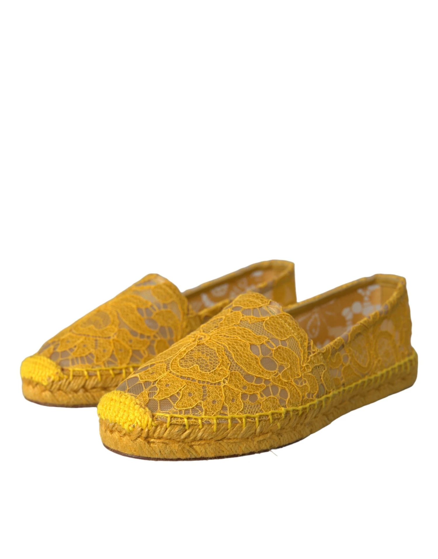Dolce & Gabbana Yellow Taormina Lace Espadrille Loafers Flats Women's Shoes 4 Dolce & Gabbana Yellow Taormina Lace Espadrille Loafers Flats Women's Shoes - Image 2