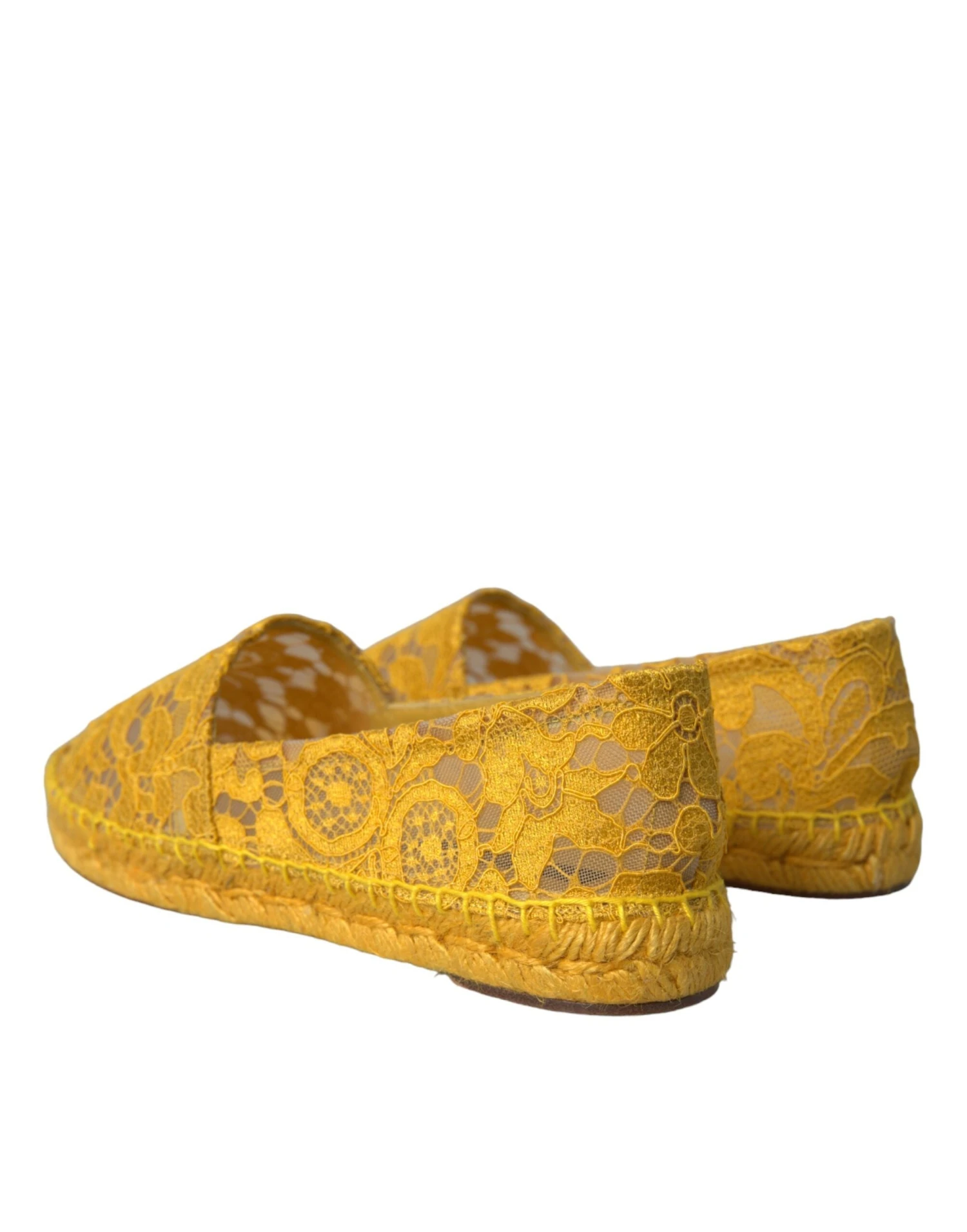 Dolce & Gabbana Yellow Taormina Lace Espadrille Loafers Flats Women's Shoes 5 Dolce & Gabbana Yellow Taormina Lace Espadrille Loafers Flats Women's Shoes - Image 3