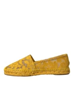 Dolce & Gabbana Yellow Taormina Lace Espadrille Loafers Flats Women's Shoes 11 Dolce & Gabbana Yellow Taormina Lace Espadrille Loafers Flats Women's Shoes -Lux Lair Store 4538985