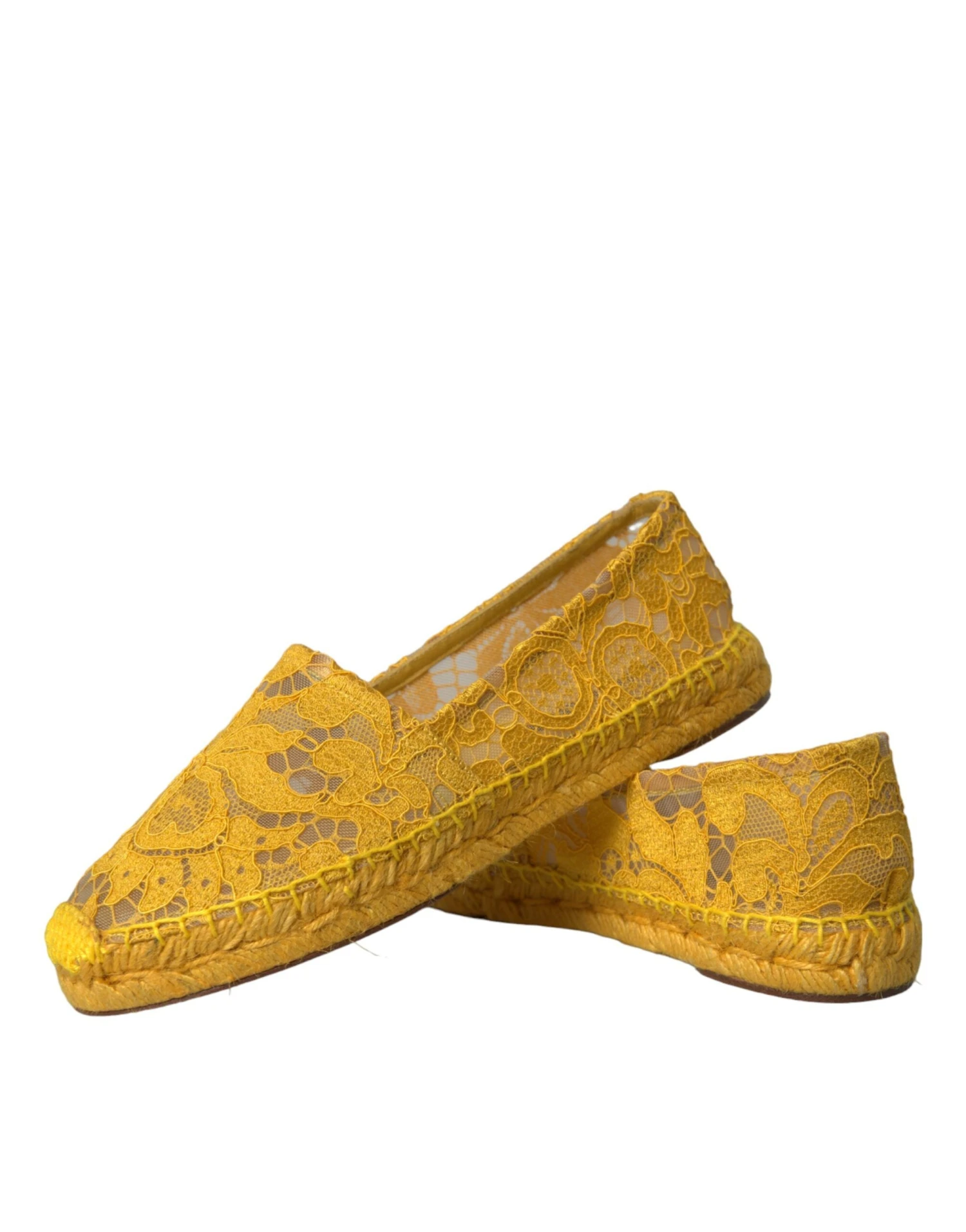 Dolce & Gabbana Yellow Taormina Lace Espadrille Loafers Flats Women's Shoes 8 Dolce & Gabbana Yellow Taormina Lace Espadrille Loafers Flats Women's Shoes - Image 6