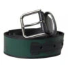 Dolce & Gabbana Black Green Leather Silver Metal Buckle Men's Belt (Pre-Owned) -Lux Lair Store 4556030