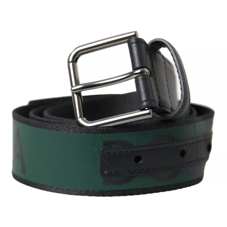 Dolce & Gabbana Black Green Leather Silver Metal Buckle Men's Belt (Pre-Owned) 3 Dolce & Gabbana Black Green Leather Silver Metal Buckle Men's Belt (Pre-Owned)