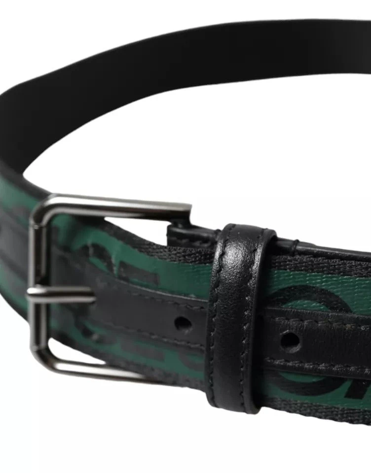Dolce & Gabbana Black Green Leather Silver Metal Buckle Men's Belt (Pre-Owned) 4 Dolce & Gabbana Black Green Leather Silver Metal Buckle Men's Belt (Pre-Owned) - Image 2