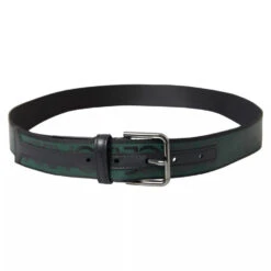 Dolce & Gabbana Black Green Leather Silver Metal Buckle Men's Belt (Pre-Owned) 9 Dolce & Gabbana Black Green Leather Silver Metal Buckle Men's Belt (Pre-Owned) -Lux Lair Store 4556033