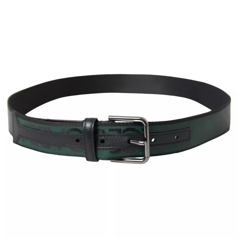 Dolce & Gabbana Black Green Leather Silver Metal Buckle Men's Belt (Pre-Owned) 5 Dolce & Gabbana Black Green Leather Silver Metal Buckle Men's Belt (Pre-Owned) - Image 3
