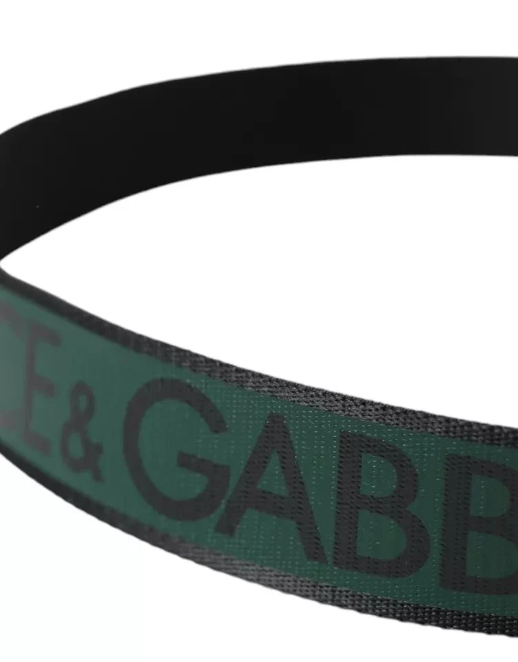 Dolce & Gabbana Black Green Logo Silver Metal Buckle Men's Belt (Pre-Owned) 4 Dolce & Gabbana Black Green Logo Silver Metal Buckle Men's Belt (Pre-Owned) - Image 2
