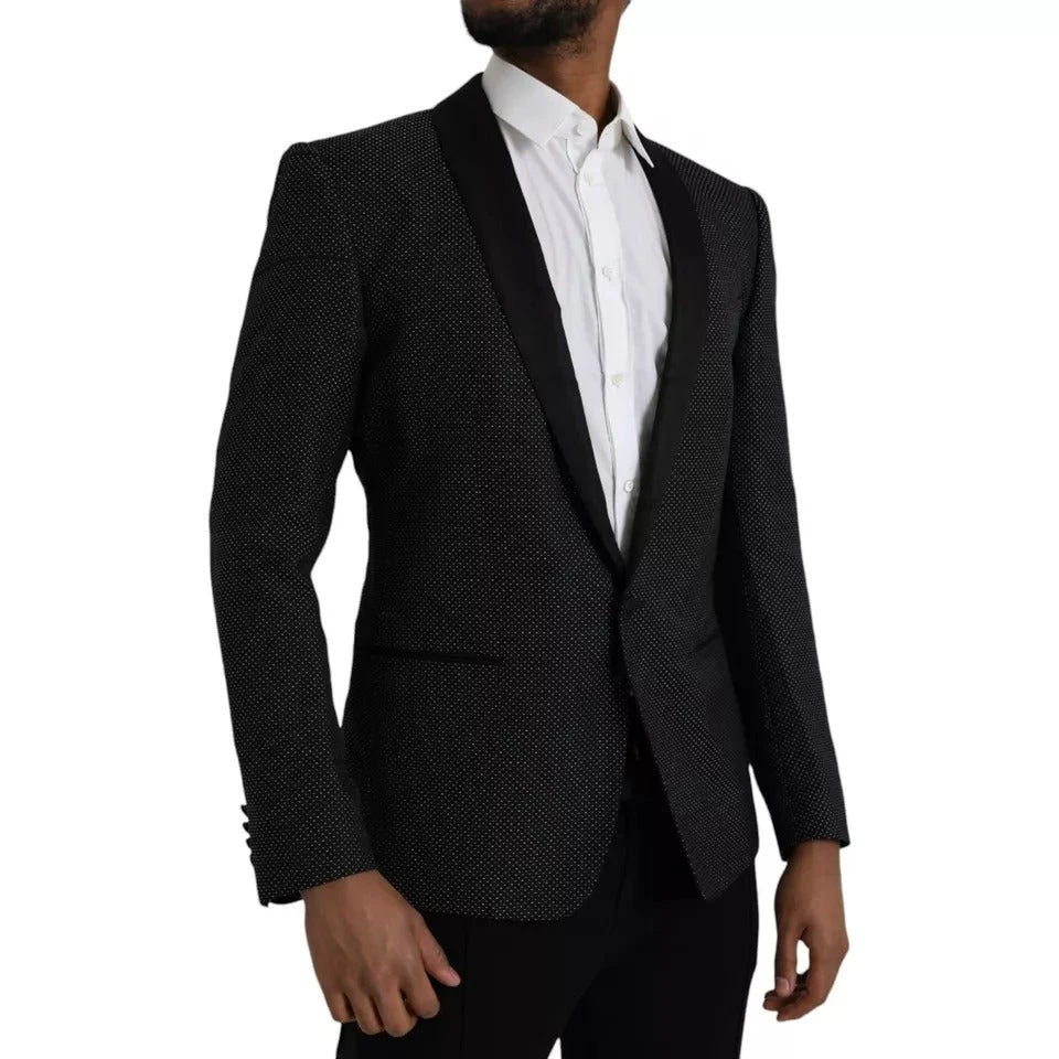 Dolce & Gabbana Black Jacquard MARTINI Single Breasted Coat Men's Blazer (Pre-Owned) 4 Dolce & Gabbana Black Jacquard MARTINI Single Breasted Coat Men's Blazer (Pre-Owned) - Image 2