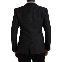 Dolce & Gabbana Black Jacquard MARTINI Single Breasted Coat Men's Blazer (Pre-Owned) 10 Dolce & Gabbana Black Jacquard MARTINI Single Breasted Coat Men's Blazer (Pre-Owned) -Lux Lair Store 4556243