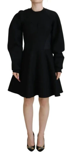 Dolce & Gabbana Cotton Black Long Sleeves A-line Mini Women's Dress (Pre-Owned)