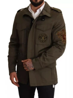 Dolce & Gabbana Green Cotton DG Love Blouson Coat Men's Jacket (Pre-Owned) 9 Dolce & Gabbana Green Cotton DG Love Blouson Coat Men's Jacket (Pre-Owned) -Lux Lair Store 4566289