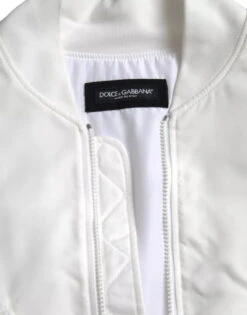 Dolce & Gabbana White Bomber Long Sleeves Full Zip Men's Jacket (Pre-Owned) -Lux Lair Store 4566424