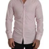 Dolce & Gabbana Light Pink Cotton Dress Formal Men GOLD Men's Shirt (Pre-Owned) -Lux Lair Store 4567735