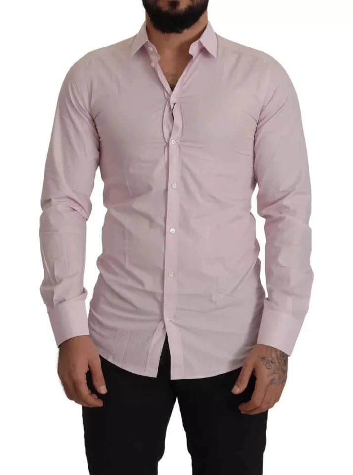 Dolce & Gabbana Light Pink Cotton Dress Formal Men GOLD Men's Shirt (Pre-Owned) 3 Dolce & Gabbana Light Pink Cotton Dress Formal Men GOLD Men's Shirt (Pre-Owned)