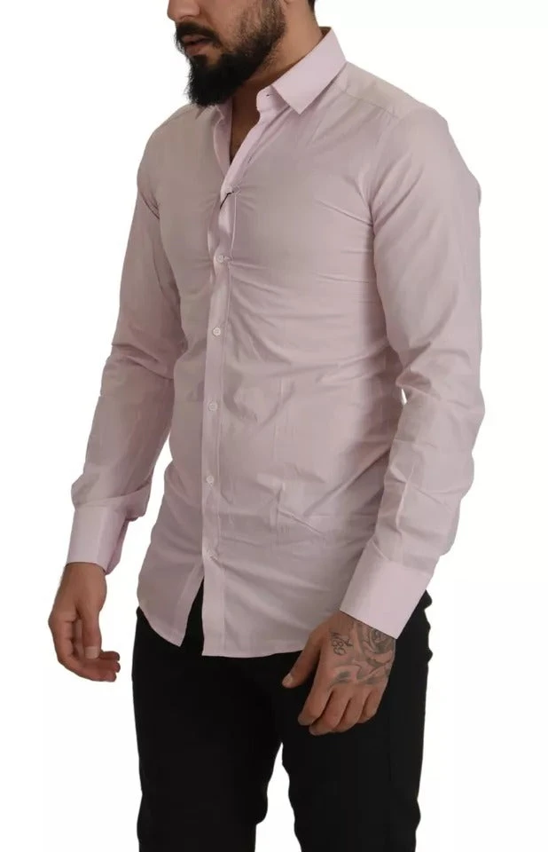 Dolce & Gabbana Light Pink Cotton Dress Formal Men GOLD Men's Shirt (Pre-Owned) 5 Dolce & Gabbana Light Pink Cotton Dress Formal Men GOLD Men's Shirt (Pre-Owned) - Image 3