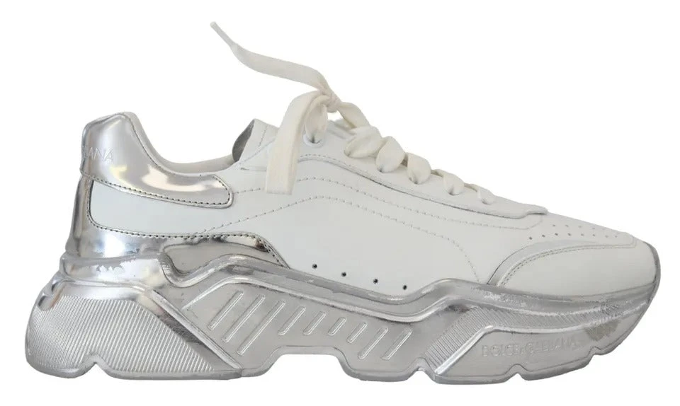 Dolce & Gabbana White Silver Leather Daymaster Women Sneakers Women's Shoes (Pre-Owned) 3 Dolce & Gabbana White Silver Leather Daymaster Women Sneakers Women's Shoes (Pre-Owned)